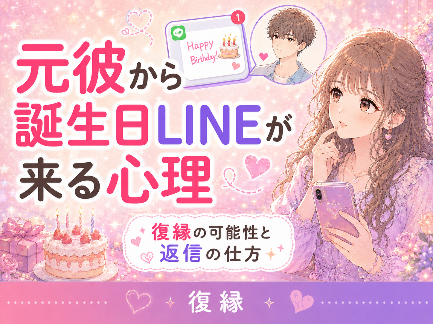 元彼が誕生日おめでとうと言ってくる心理｜復縁の可能性と返信の仕方